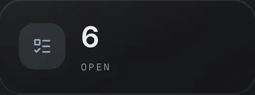 The open tasks counter from team operations
