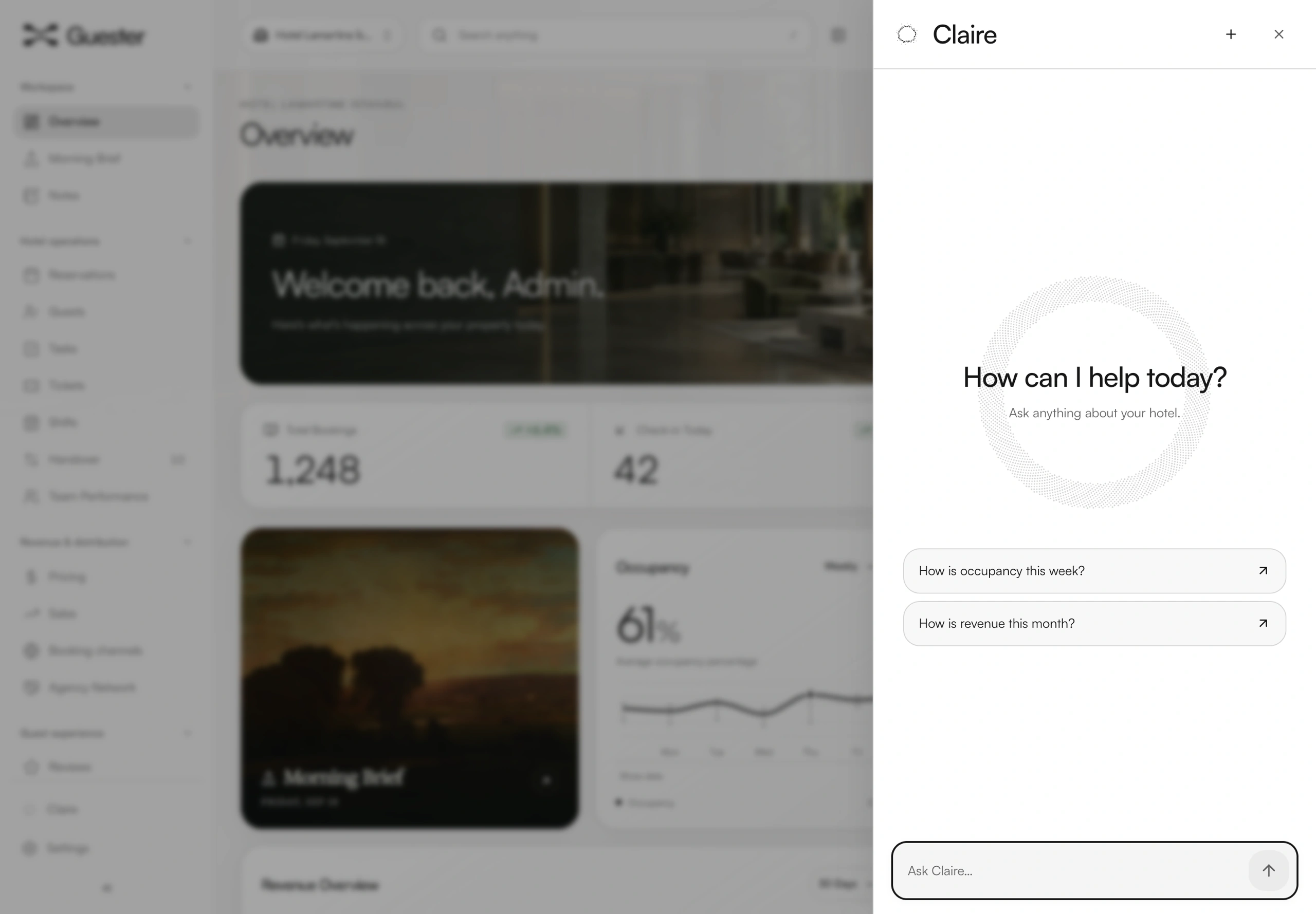The Guester overview dashboard