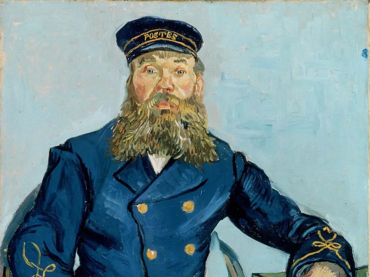 Van Gogh's portrait of the postman Joseph Roulin in his blue uniform